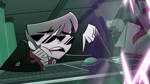 a cartoon character wearing sunglasses and a tie is pointing at something