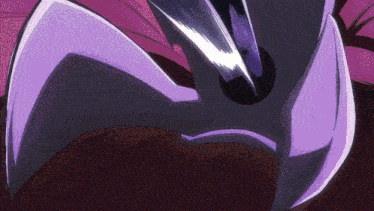 a close up of a purple and black object with a lightning bolt coming out of it