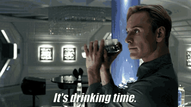Michael Fassbender Drinking Time GIF - Michael Fassbender Drinking Time Drink GIFs
