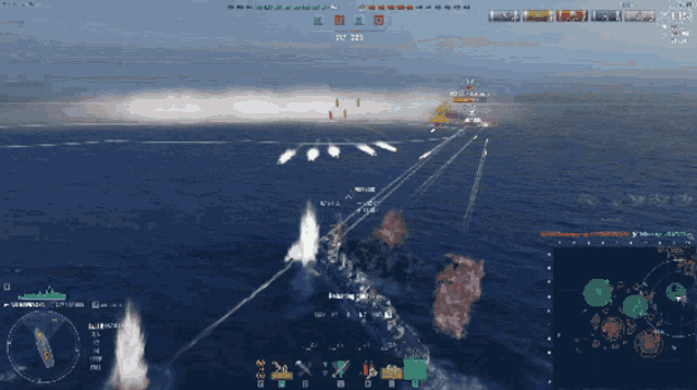 a screenshot of a video game shows a ship being attacked by another ship