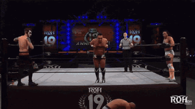 a wrestling match is being broadcasted on roh network