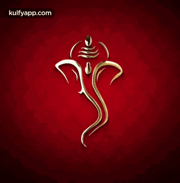 a picture of a golden elephant on a red background with kulfyapp.com in the corner