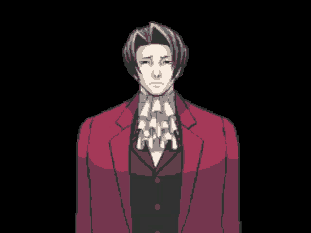 a pixel art drawing of a man wearing a red jacket