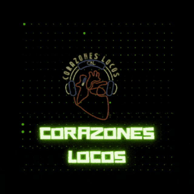 a logo for corazones locos shows a heart with headphones around it
