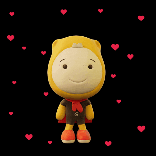 a cartoon character with the words sending love and hugs