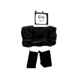 a black and white drawing of a cat with a tv head and tail .