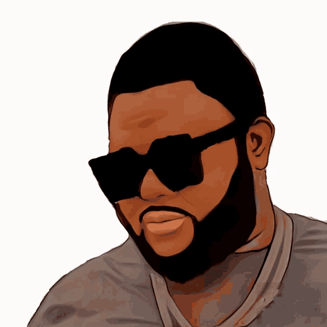 a drawing of a man with a beard and sunglasses