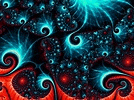 a computer generated image of a blue and red fractal pattern