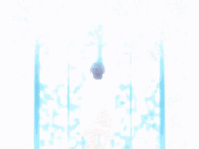 a man in a white robe is looking out a window