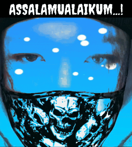 a poster with a skull and the words " assalamualaikum "
