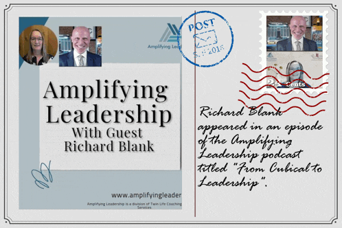 a postcard that says ' amplifying leadership with guest richard blank '