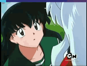 a cartoon of a girl and a dog with cn in the corner