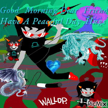 a poster that says " good morning dear friend have a peaceful day "