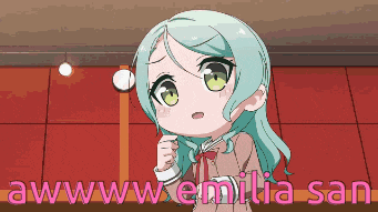 emilia san is the name of the girl in this animated image