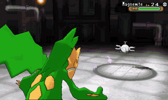 a screenshot of a video game shows a pokemon called magnemite