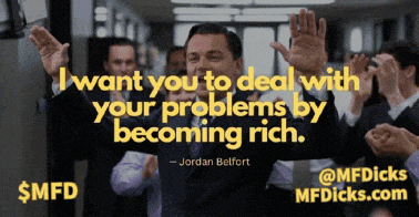 a poster with a quote from jordan belfort says " i want you to deal with your problems by becoming rich "