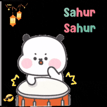 a cartoon drawing of a cat with the words sahur sahur above it