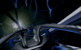 a computer generated image of a steering wheel in the dark