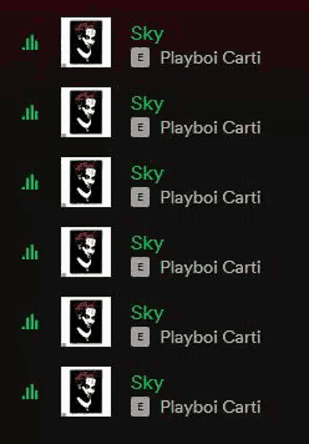 a screenshot of a playlist of playboi carti .
