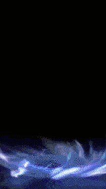 a dark background with a blue and purple flame