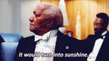 a man in a tuxedo and bow tie says it would turn into sunshine