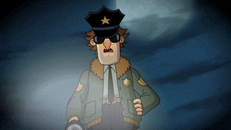 a cartoon of a police officer with a flashlight