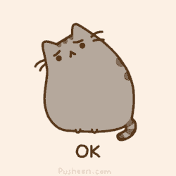 a cartoon cat with an angry face and the word ok under it