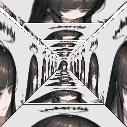 a drawing of a girl with long black hair is displayed