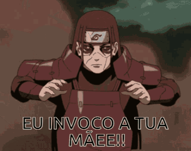 a cartoon character says eu invoco a tua maee in a foreign language