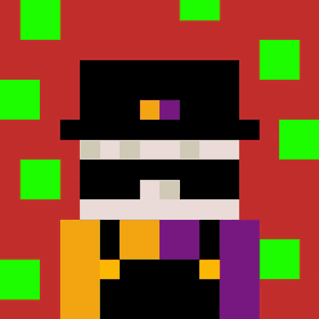 a pixel art of a man wearing a hat and sunglasses