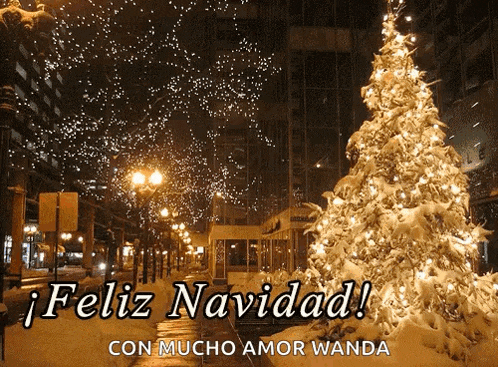 a picture of a christmas tree with the words feliz navidad