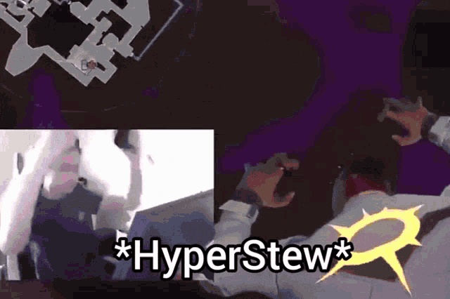 a purple background with the words hyperstew * on it