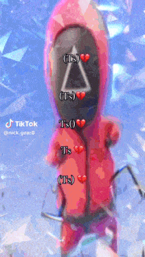 a tiktok video of a person in a red suit