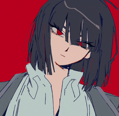 a drawing of a girl with long black hair