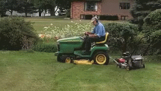 3 Lawn Mowers GIF - Mowing Lawn Trailer GIFs