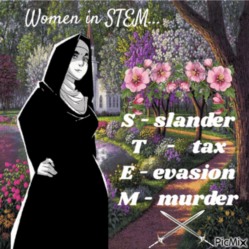 a painting of a nun with the words women in stem