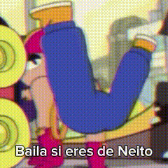 a cartoon character with the words baila si eres de neito