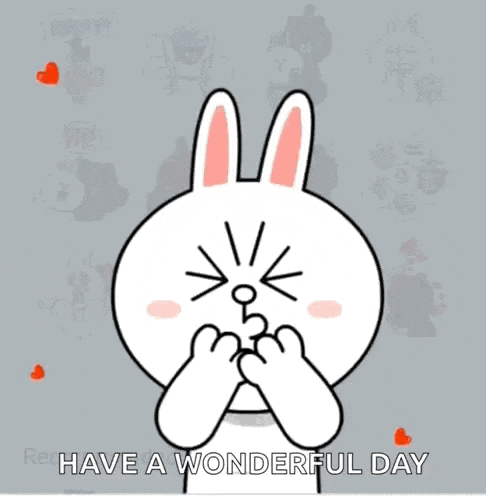 a cartoon of a bunny holding a heart with the words have a wonderful day written below it