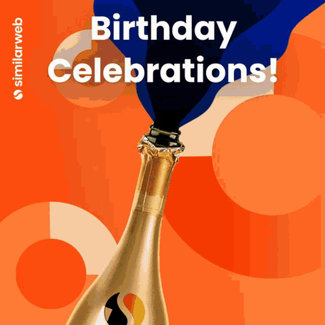 a bottle of champagne with the words birthday celebrations written above it