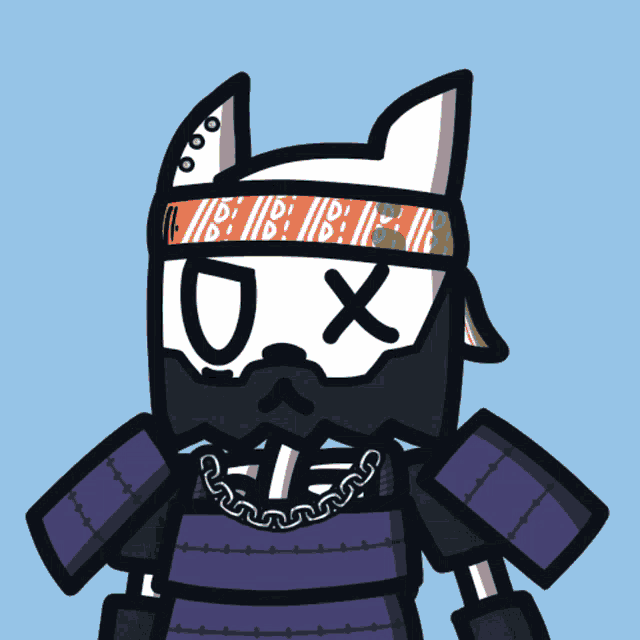 a drawing of a cat with a cross earring and a cross necklace