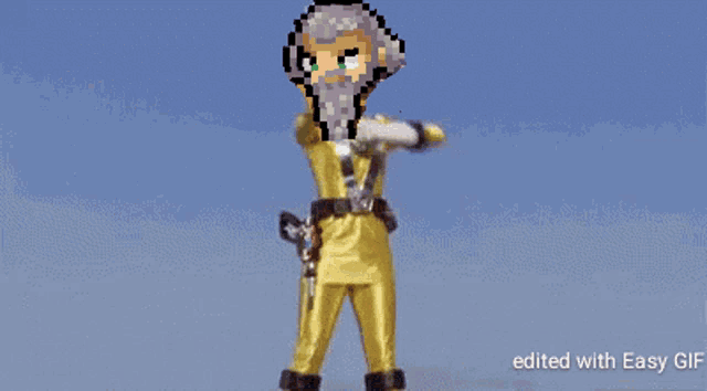 a pixel art of a man with a beard is edited with easy gif on the bottom