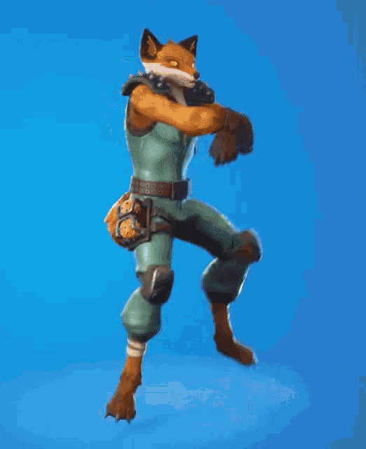 a fox with a squirrel on his back is dancing in a video game