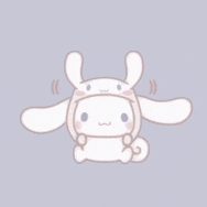 a cartoon drawing of a white bunny wearing a hooded hat .