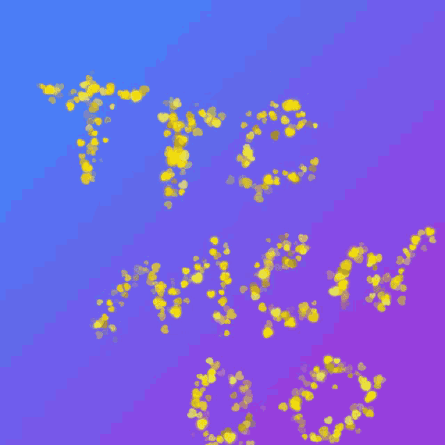 a blue and purple background with the words " t's new " written in yellow
