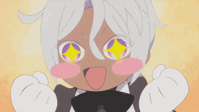 a close up of a cartoon character with a star in his eyes