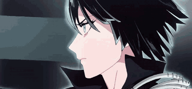 a close up of a girl 's face with black hair and glasses