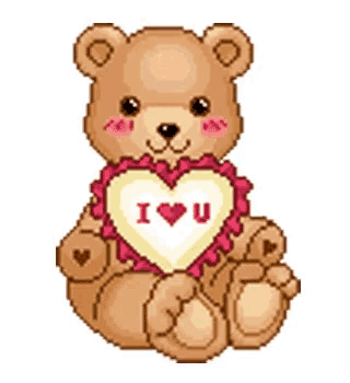 a teddy bear is holding a heart that says `` i love u '' .