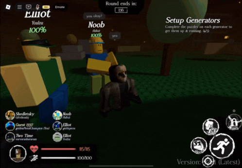 a screenshot of a video game with setup generators on the bottom right