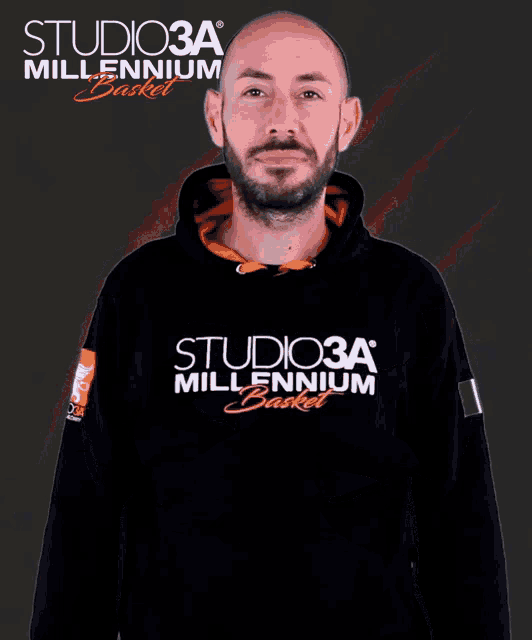 a man wearing a studio3a millennium basket hoodie