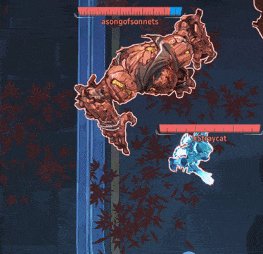 a screenshot of a video game with the name straycat on the bottom